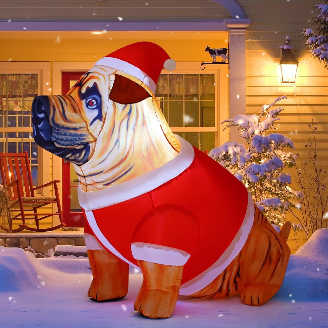 COMIN 4 FT Tall Christmas Inflatables Dog Outdoor Decorations red