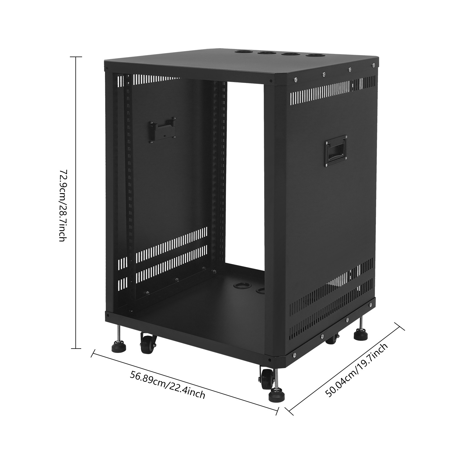 15U Audio Rack, Audio Rack with Feet & Wheels, Rolling Studio Rack Case