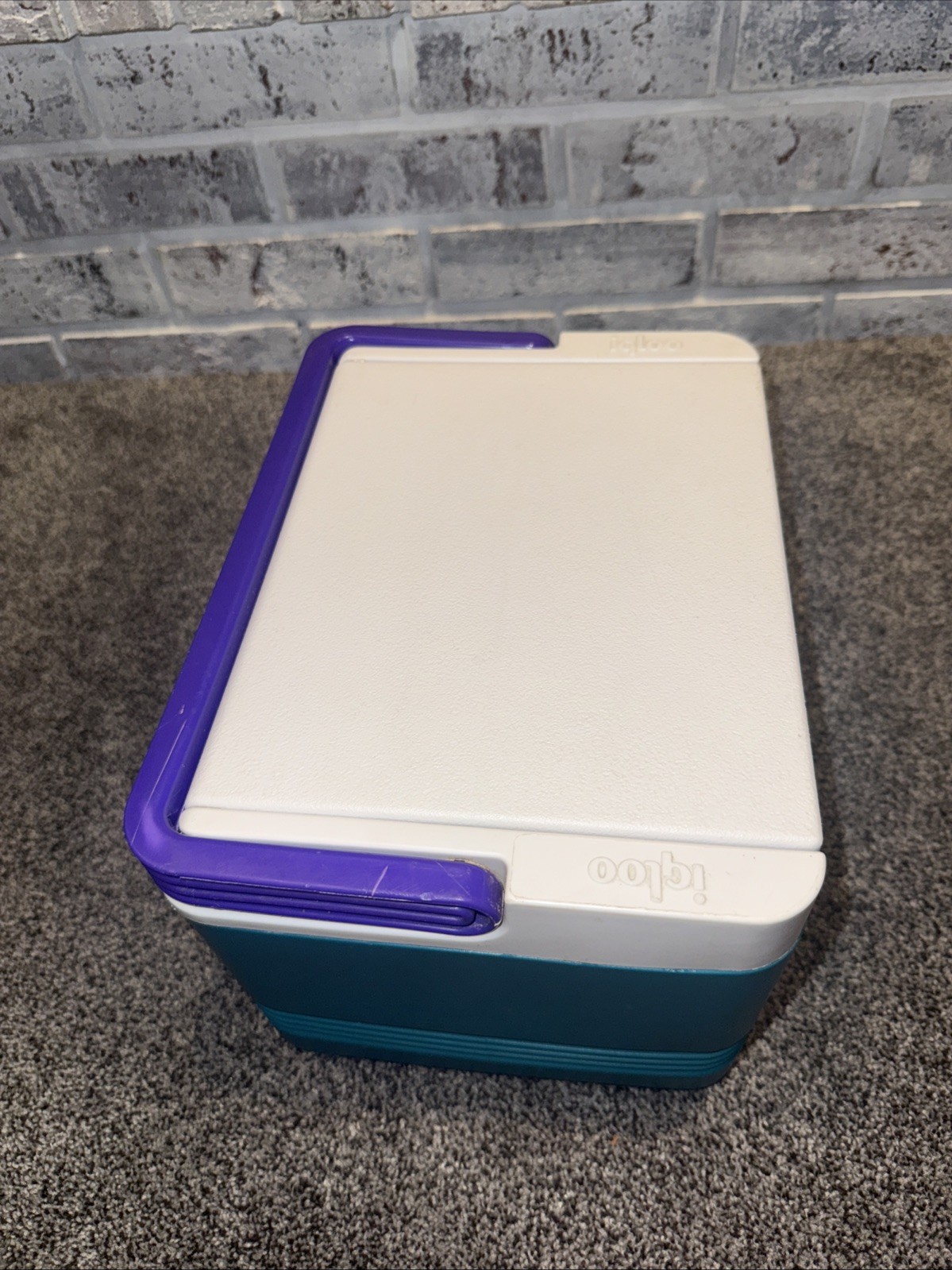Vintage Igloo Polar Six Cooler Teal W/ Purple Handle Holds 6-Pack Colorblock Y2K