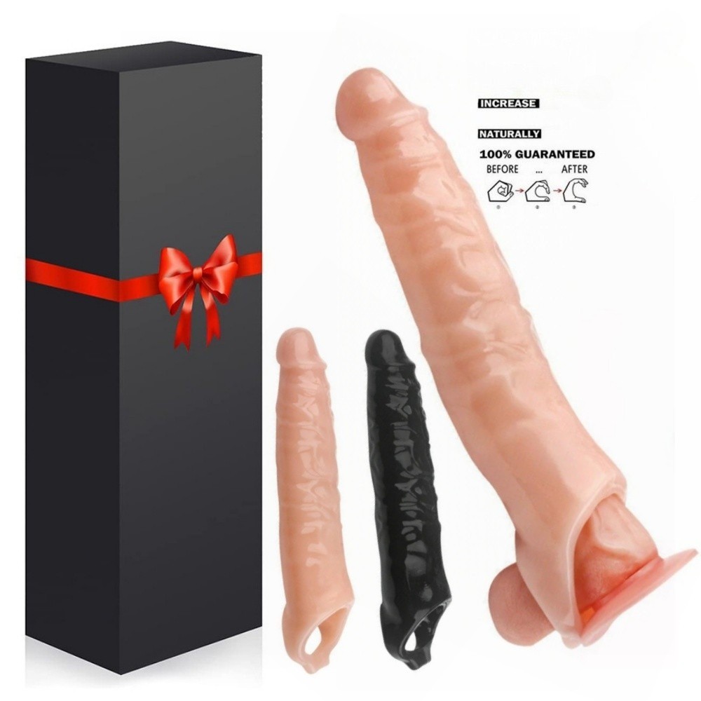 11"Male Cock-Girth-Enlarger-Enhancer-Penis-Extension-Extender-Sheath-Sleeve Big