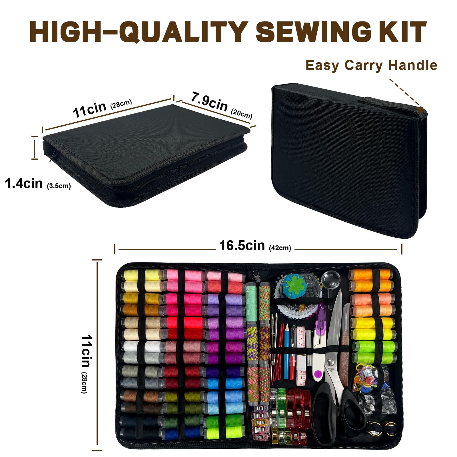 305Pcs Sewing Kit for Adults, 56Color Thread Spools, Portable Needle Color B