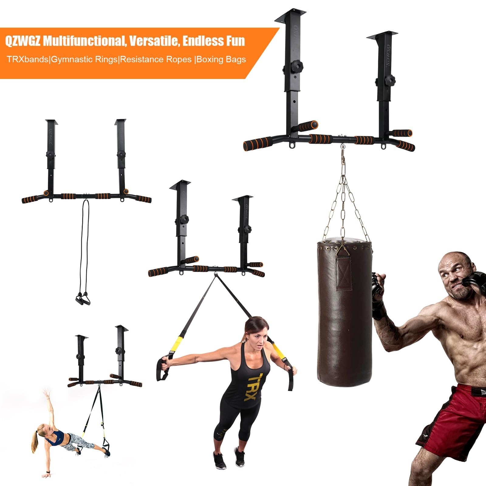 Height Adjustable Pull Up Bar, Heavy Duty Pull Up Bar, BarMount, Ceiling Moun...