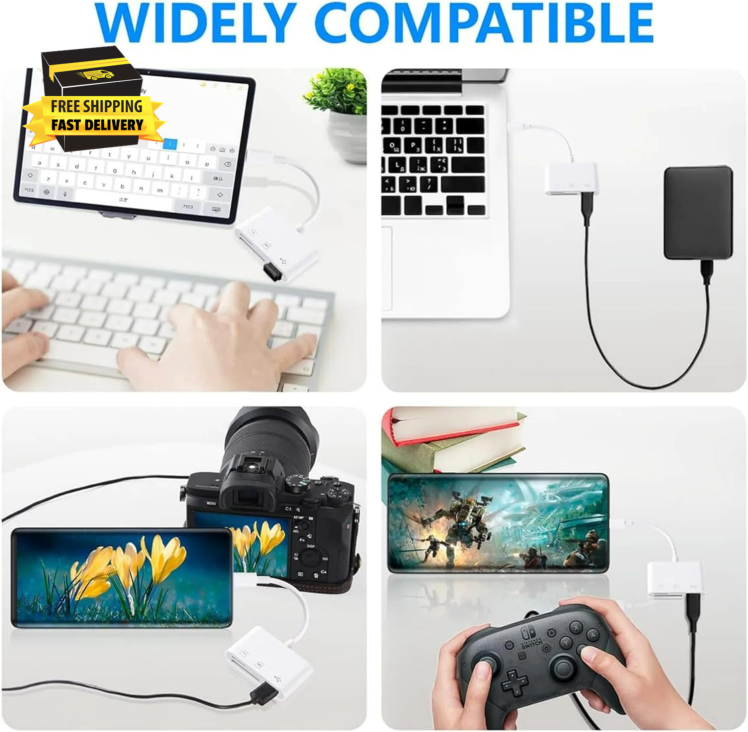USB C SD Card Reader for Iphone 15 Ipad Mac 3 in 1 USB-C Memory Trail Camera Car