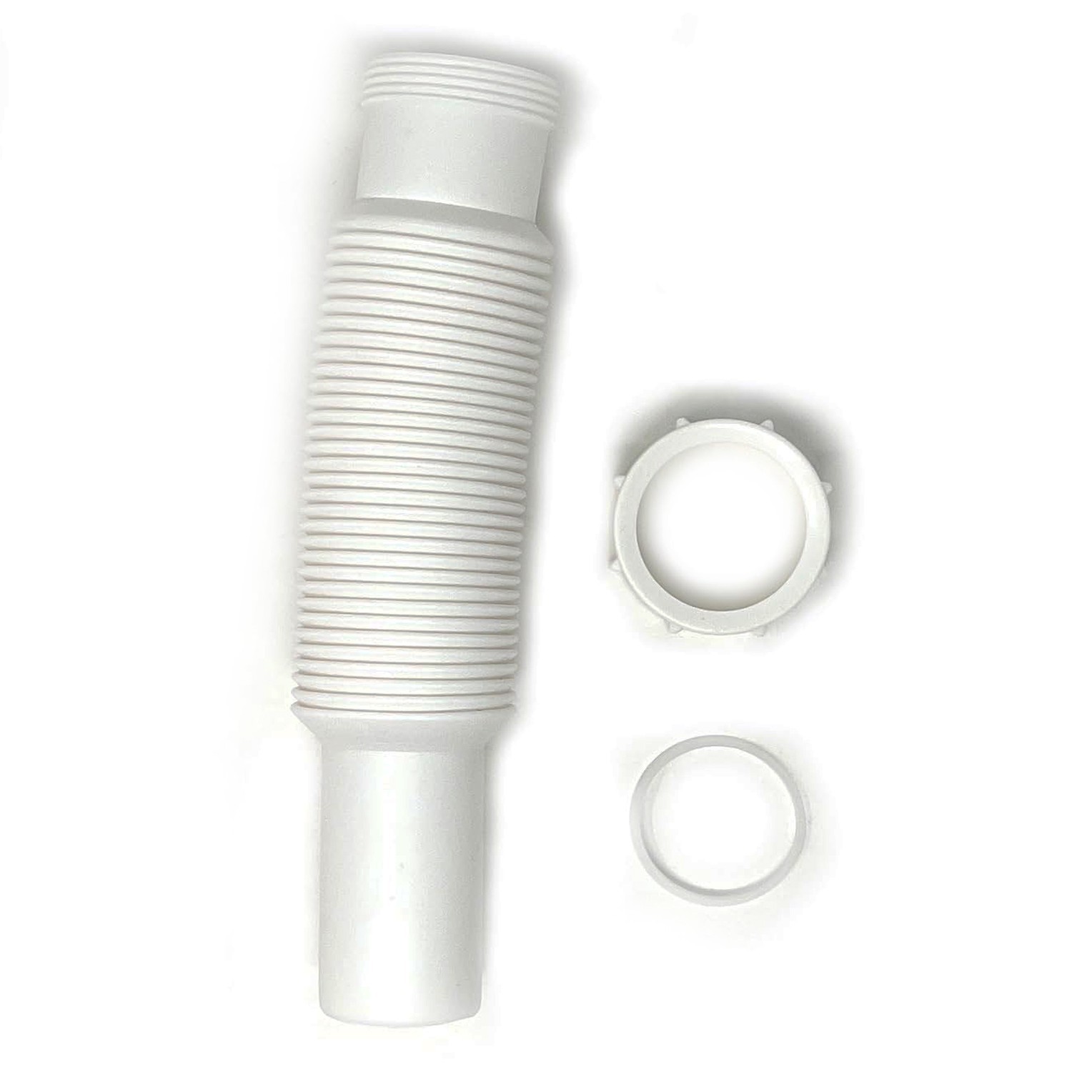 Flexible sink pipe, 1-1/2 inch x 15 inch White Plastic Polypropylene tube