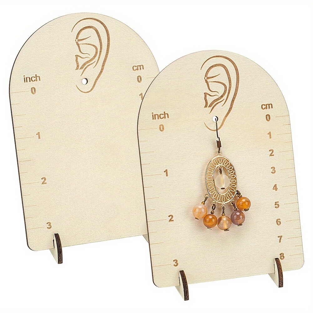 1set Wooden Earring Display Stands Floral White 8.9x5x12.7cm