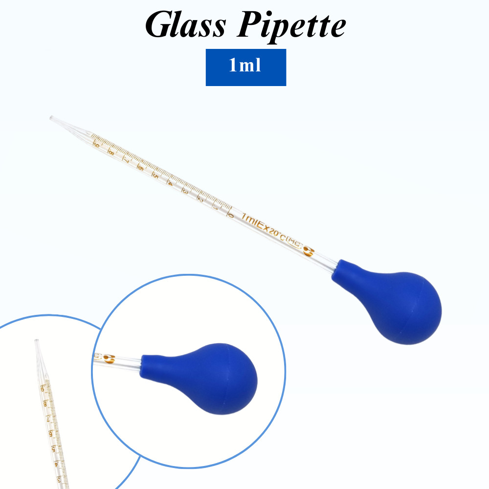 1ml Glass Graduated Lab Pipette Droppers for Transfer Liquids & Essential Oils