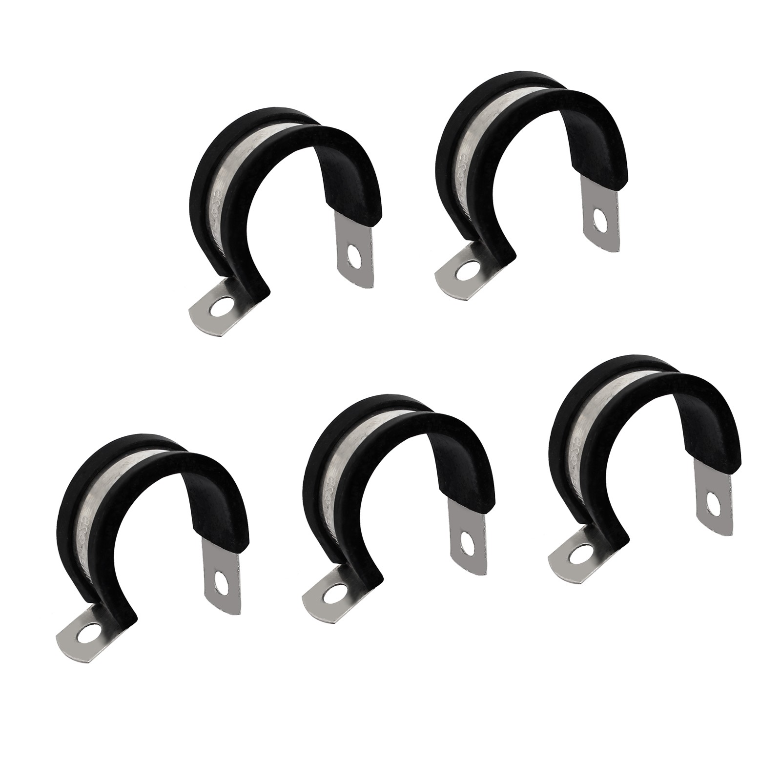 5Pcs 0.98" Rubber Cable Clamps 304 Stainless Steel U Shaped Pipe Fitting Clamps