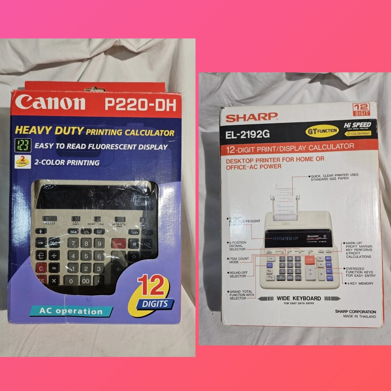 Canon P220-DH Print Calculator Sharp EL-2192G 2 Color GT Function Lot For Parts