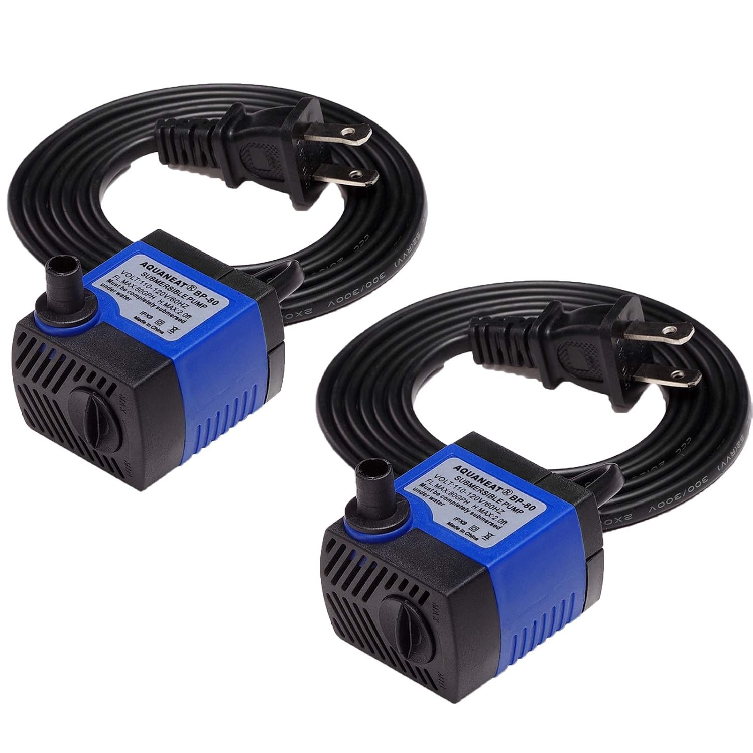 80GPH Submersible Aquarium Fountain Pump 2-Pack Small Water Pump for Aquarium