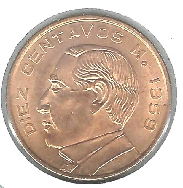 1959 Mexico Uncirculated Ten Centavo Coin