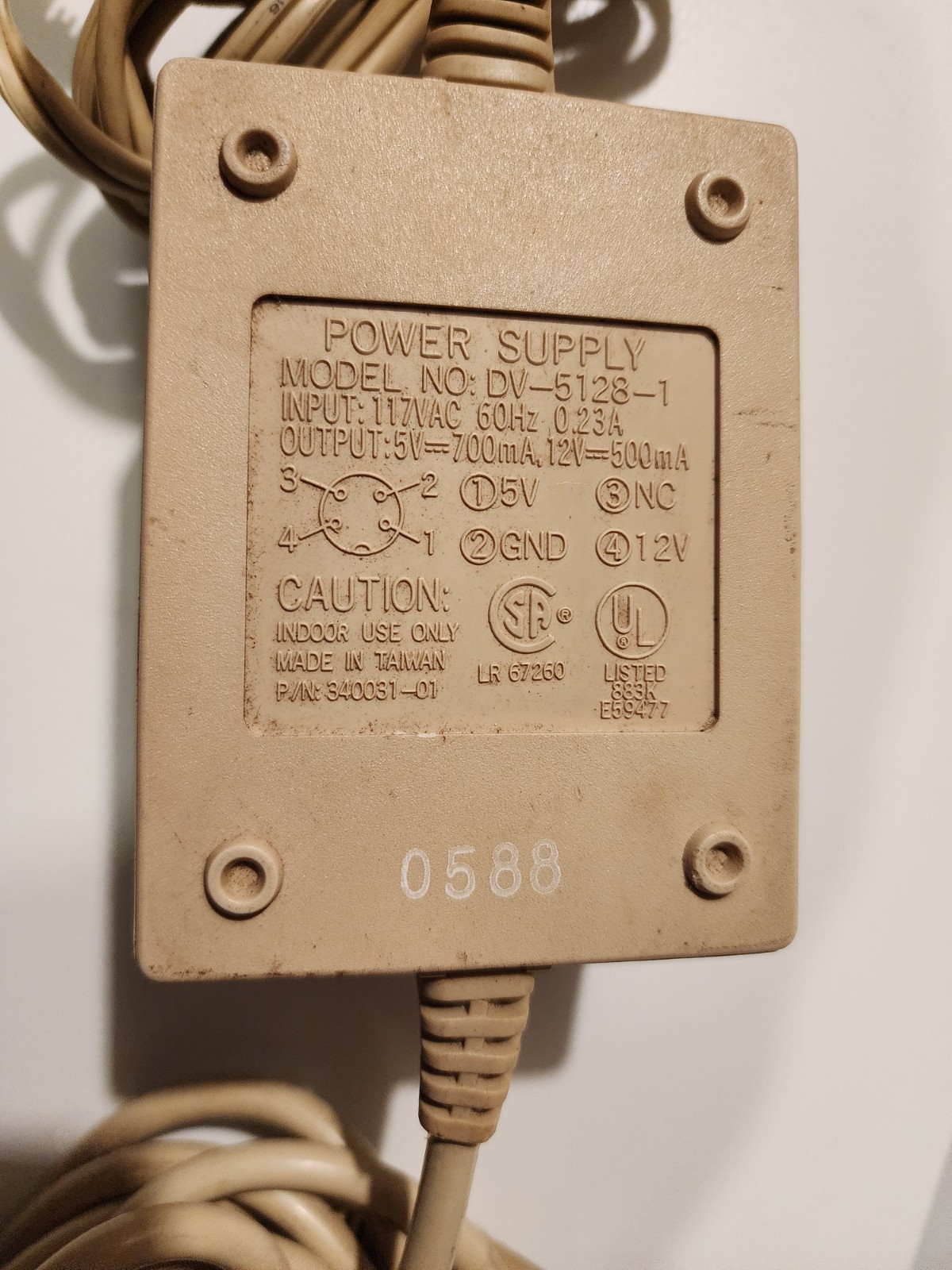 Commodore Model DV-5128-1 Floppy Drive Power Supply
