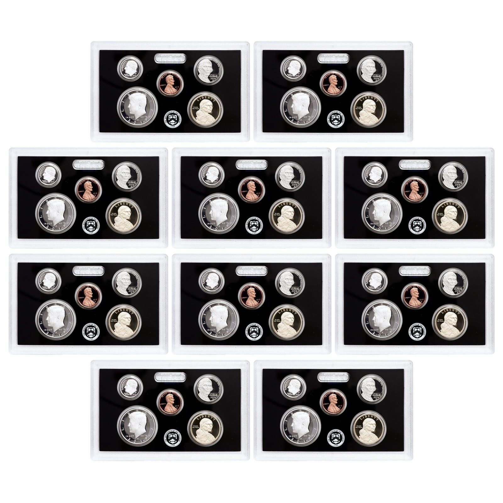 2019 S Partial Proof Set 10 Pack Kennedy Dime 99.9% Silver Nickel Cent Dollar
