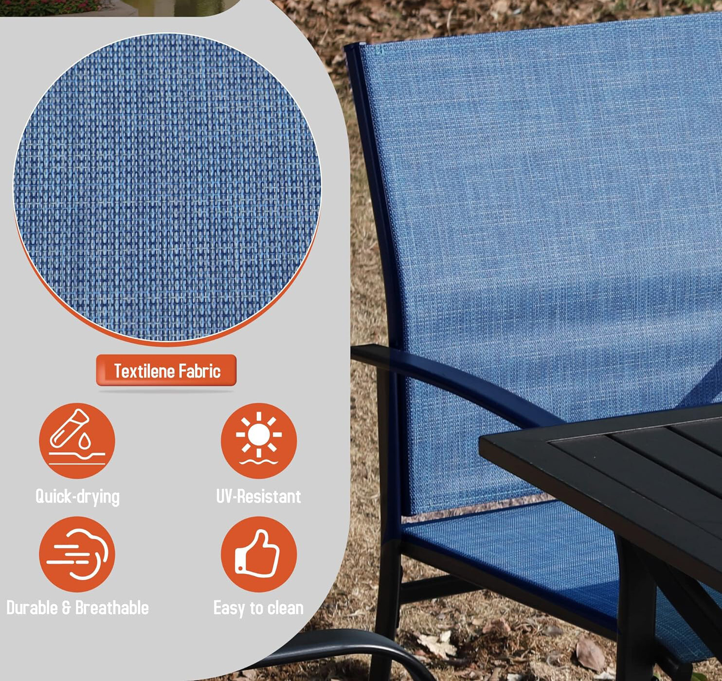 4 Pieces Patio Chairs Outdoor Dining Chair Garden Furniture Armchairs Blue