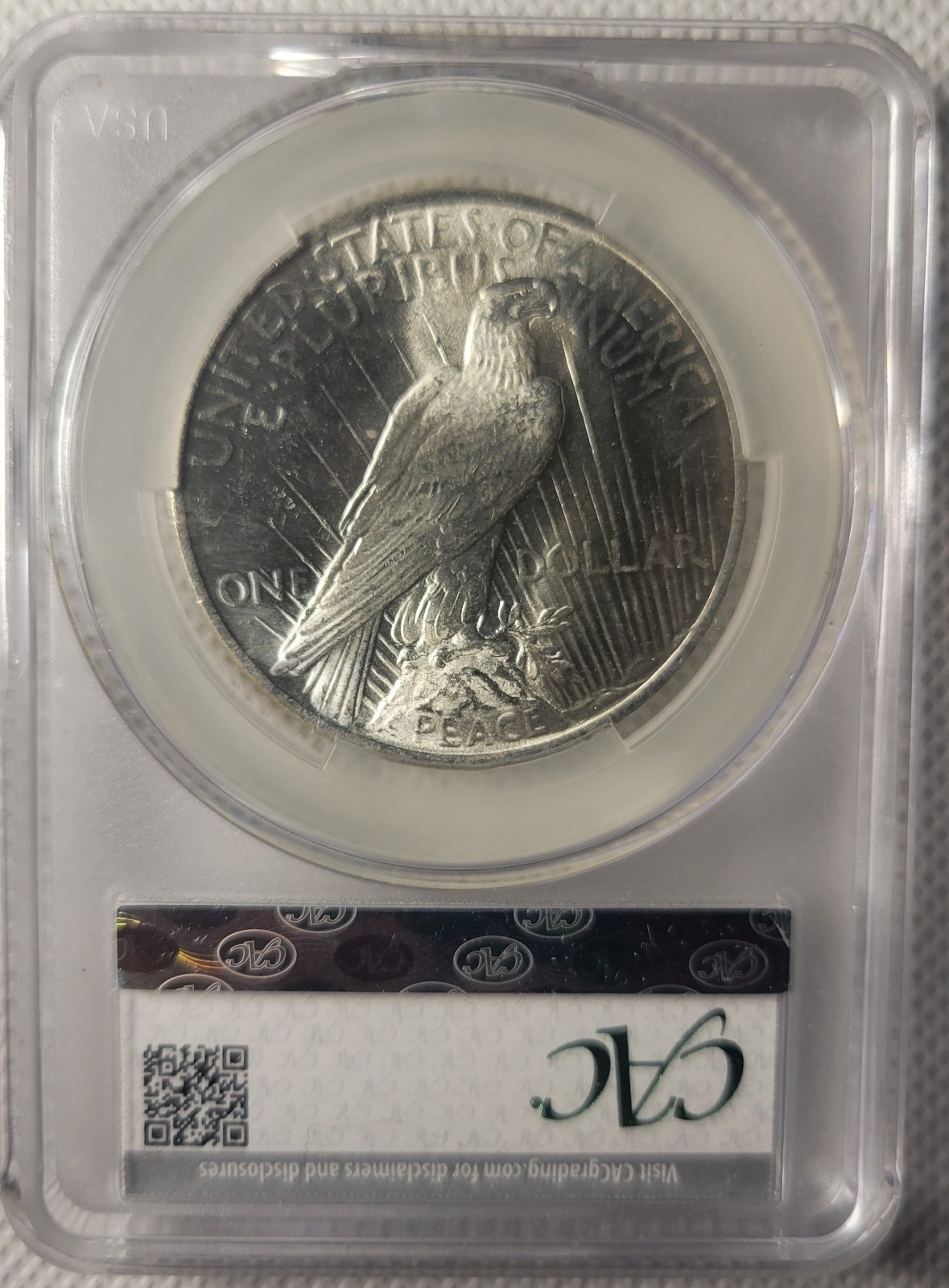 1922 silver peace dollar CACG MS 62