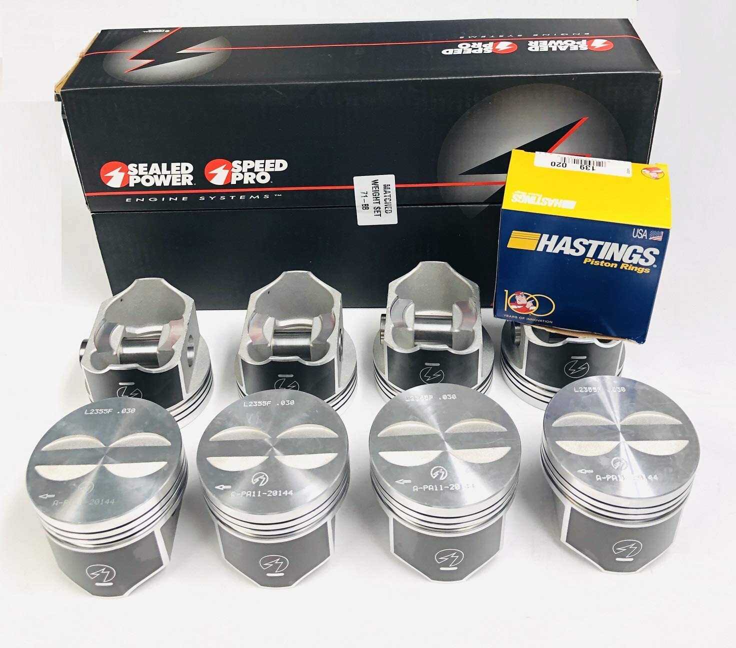 SPEED PRO Forged Flat Top 4VR Pistons/8+MOLY Rings Chrysler/Dodge 440 6-Pack 060