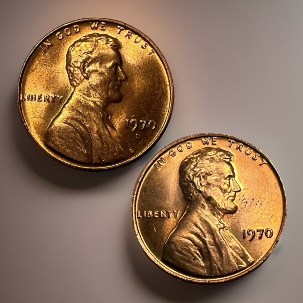 1970 P D Lincoln Memorial Cent BU 2 Coin Set Brilliant Uncirculated