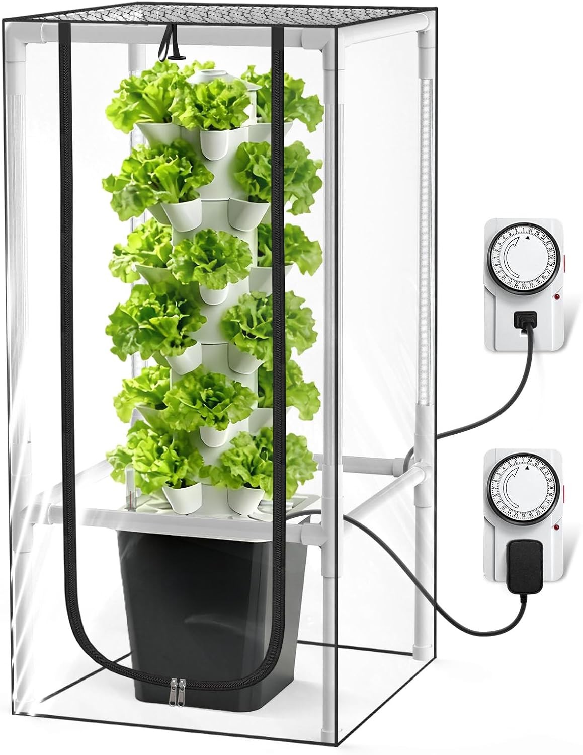 30 Pods 6 Tiers Hydroponic Growing System Vertical Tower Indoor Grow Light Tent