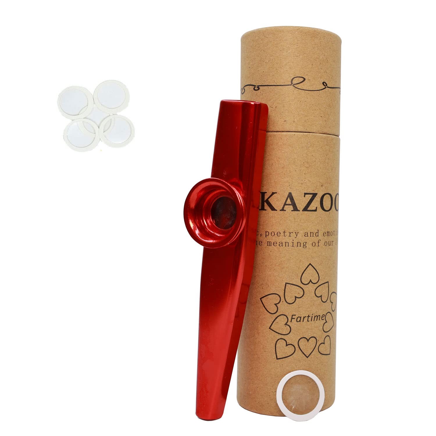 Red Aluminum Alloy Kazoo Kit, Exquisite Design, 5 Diaphragms & Gift Box