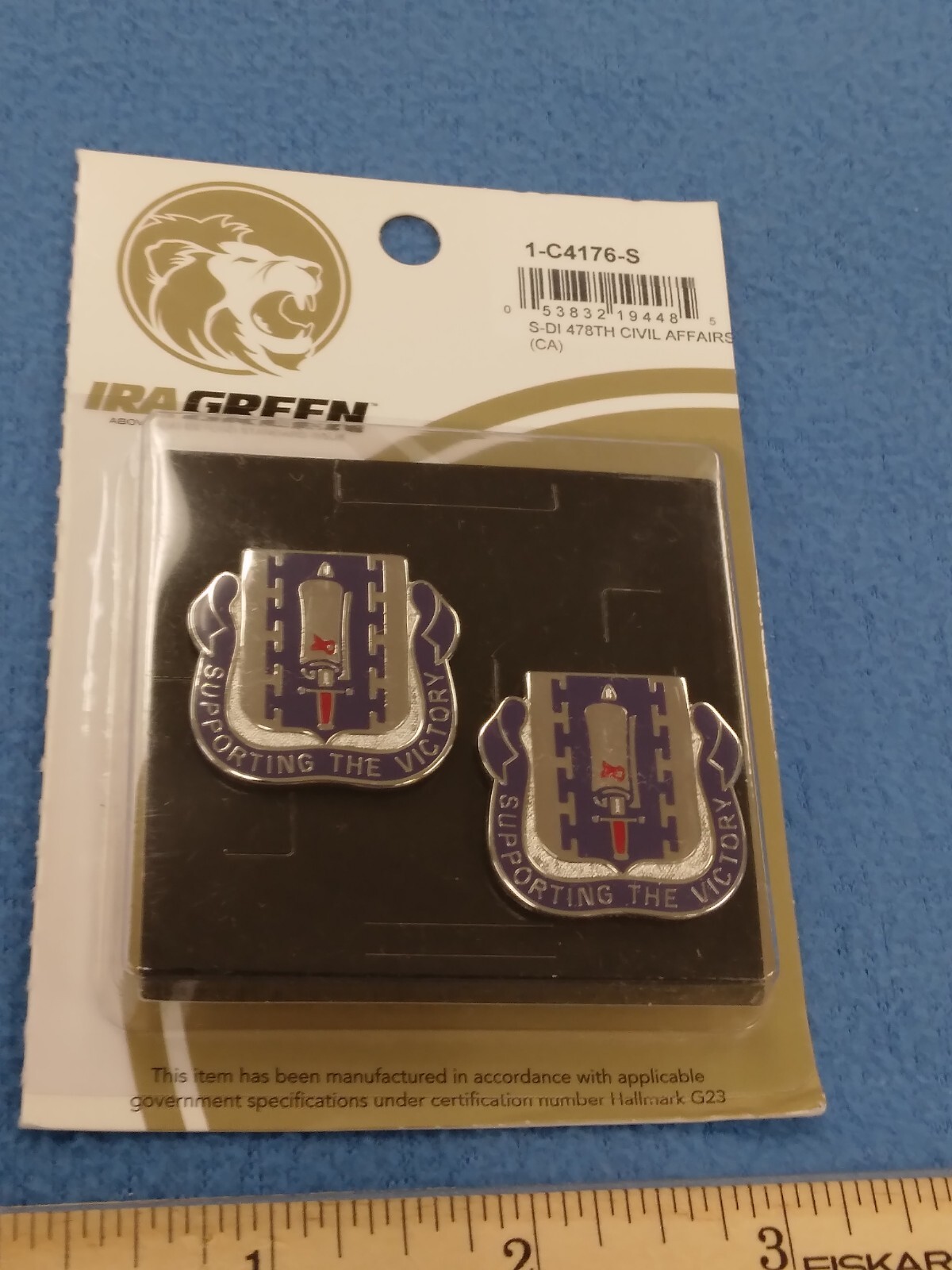 PAIR OF IRA GREEN - US Army 478th CIVIL AFFAIRS DUI Crest - NEW G- 23