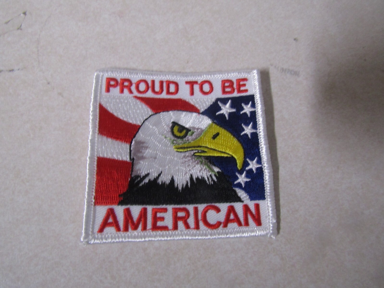MILITARY PATCH COLORED SEW ON PROUD TO BE AMERICAN APPROX 3 INCH