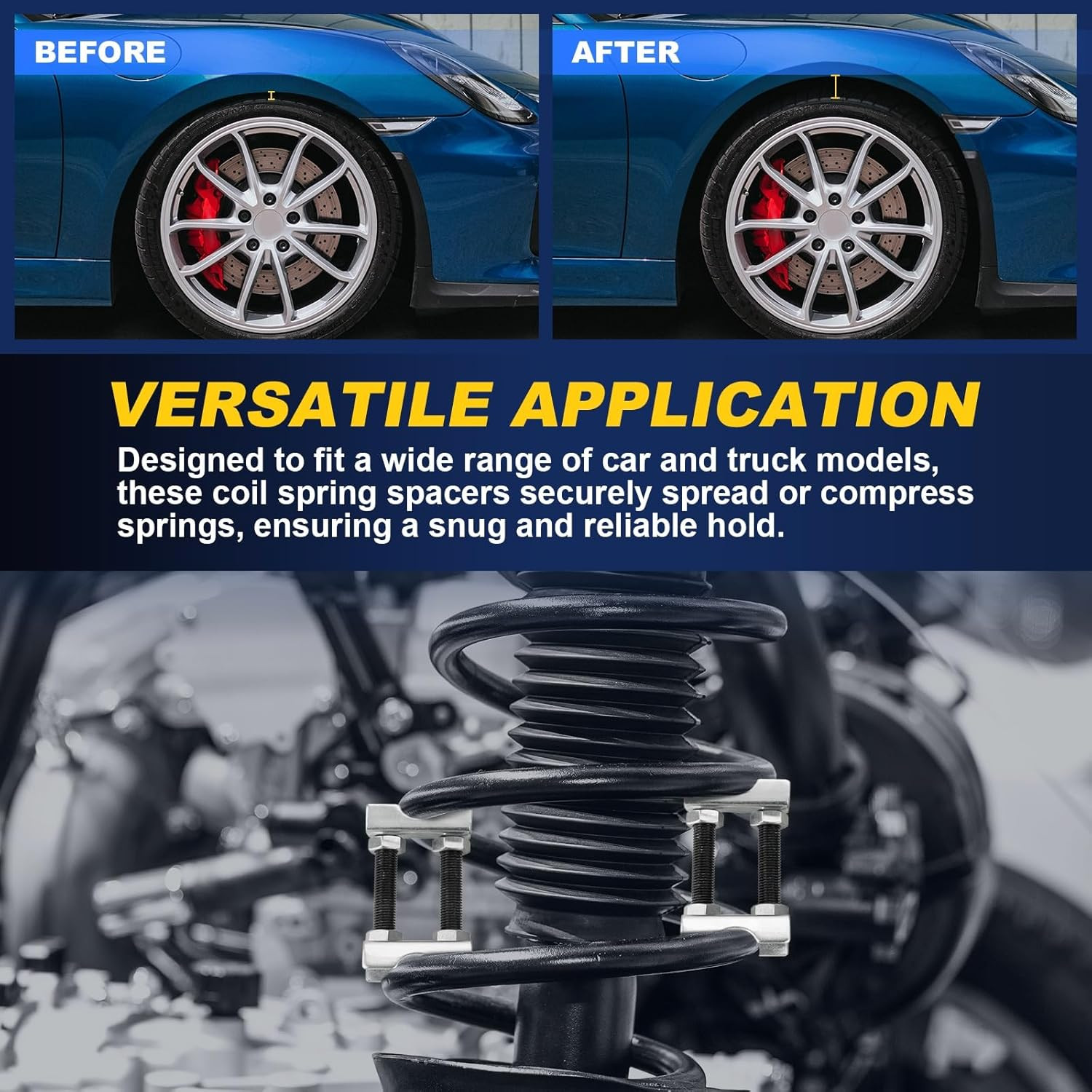 Adjustable 2-Way Coil Spring Spacers 4 Pack, 1”-2” Lift or Lower Spring Compress