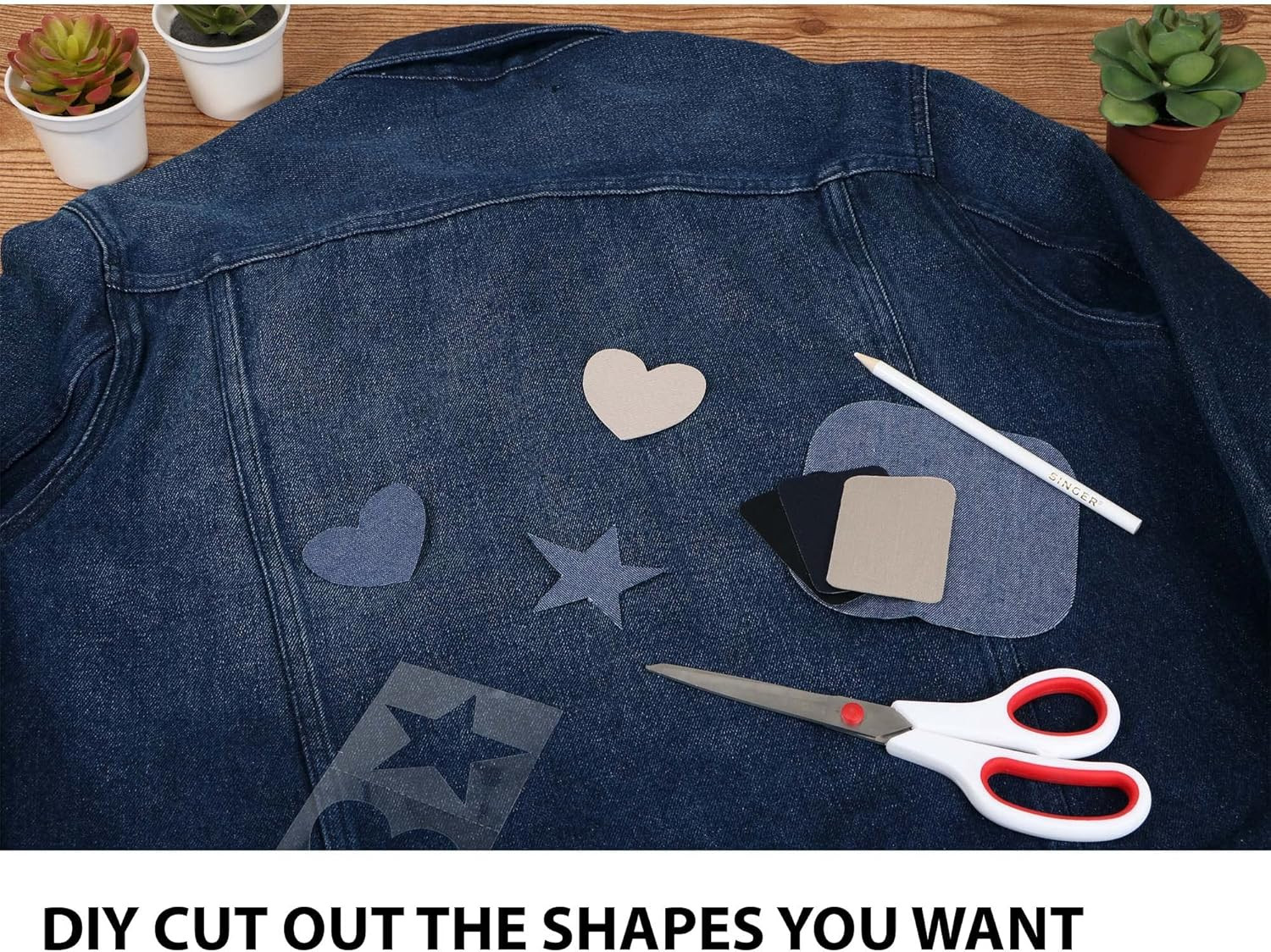 Denim & Twill Iron-On Patches Combo, 8Pc Assorted