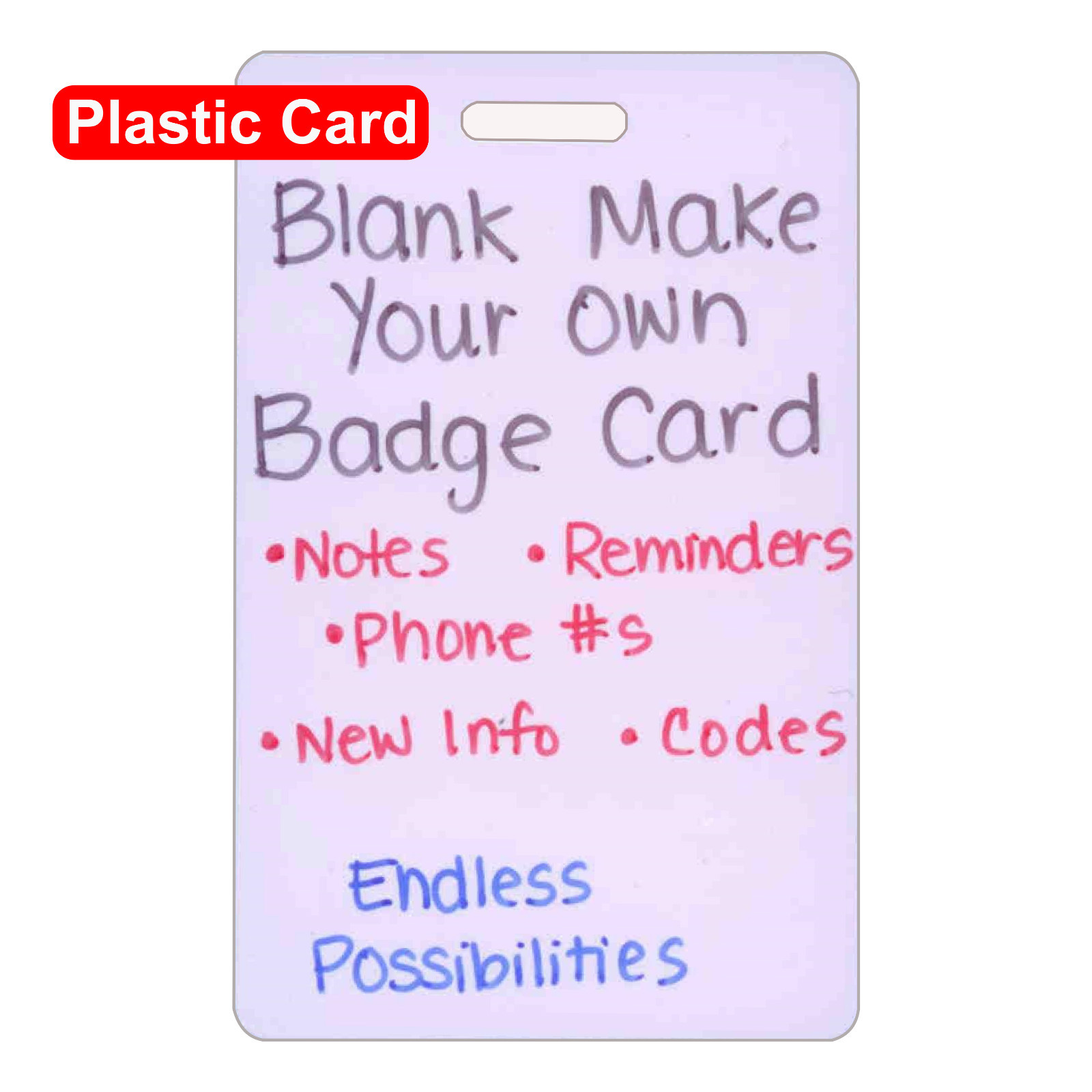 Blank Plastic Vert Make Your Own Badge ID Card Pocket Reference Nurse Paramedic