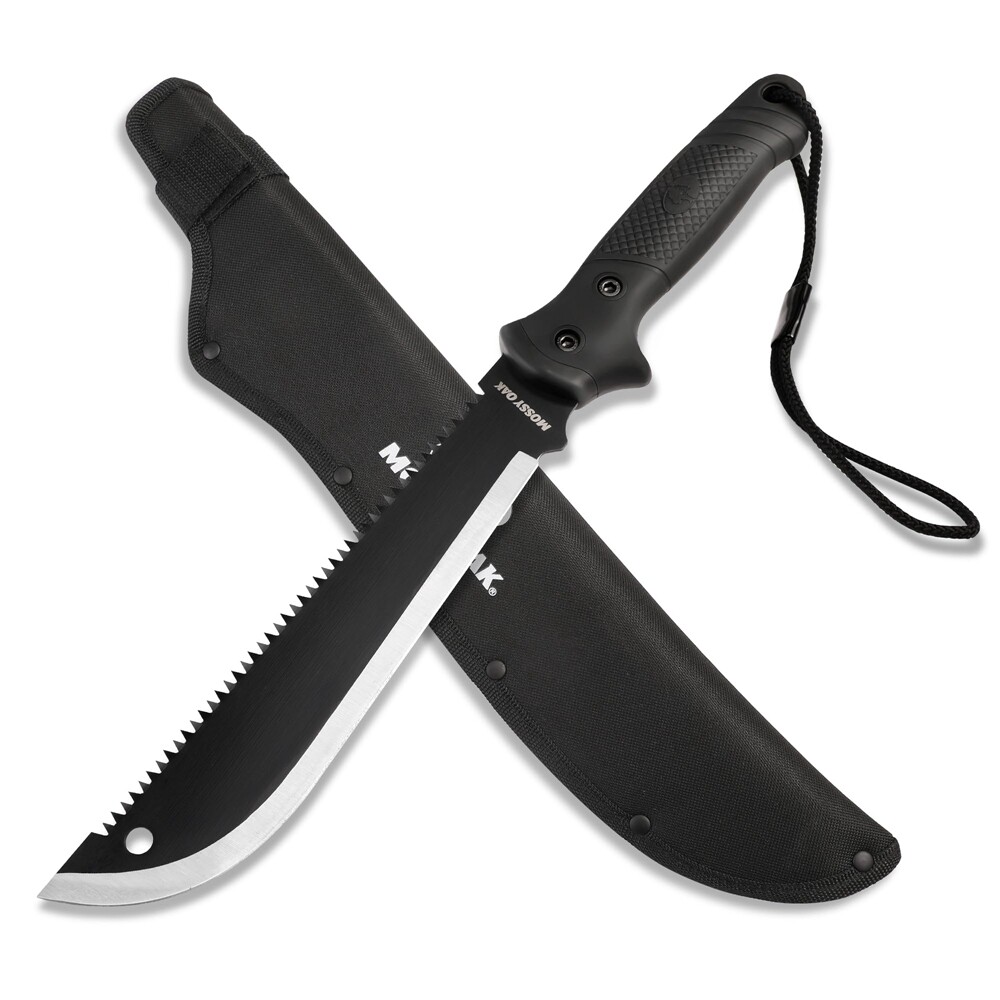 MOSSY OAK Machete with Saw 19" Sharp Machete with Sheath No-Slip Handle Machetes