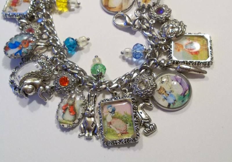 Classic Peter Rabbit Charm Bracelet Beatrix Potter Hand Crafted