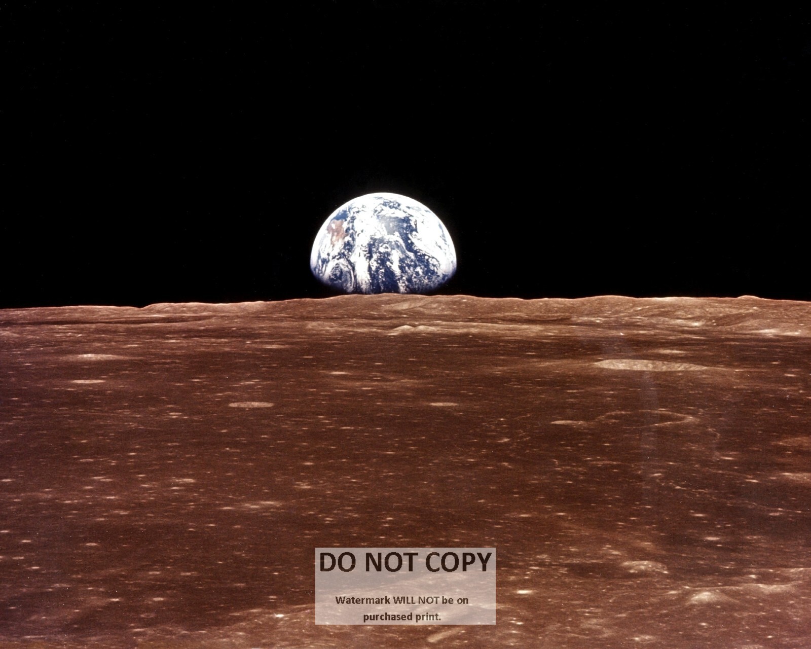 VIEW OF THE EARTH OVER LUNAR HORIZON FROM APOLLO 11 - NASA 8X10 PHOTO (EP-047)