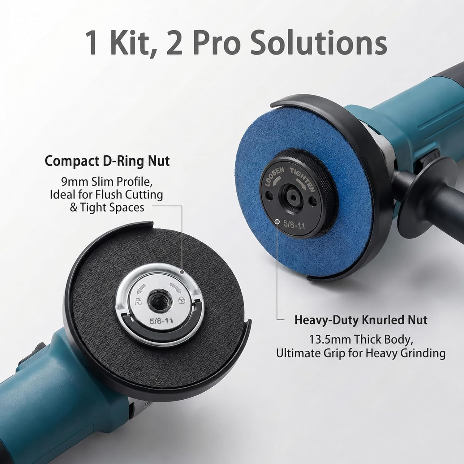 2Pcs 5/8"-11 Thread Angle Grinder Flange Nuts, Tool-Free Quick Release Locking