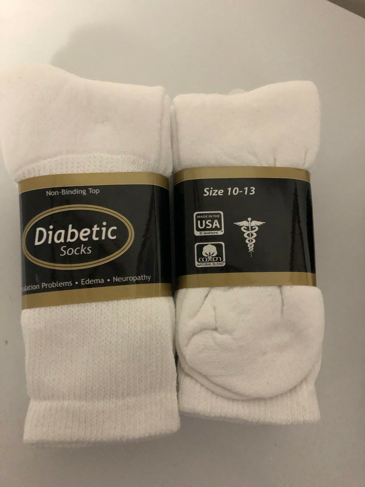 *** 3 Pair Diabetic Crew Socks MADE IN THE USA 10-13 ***