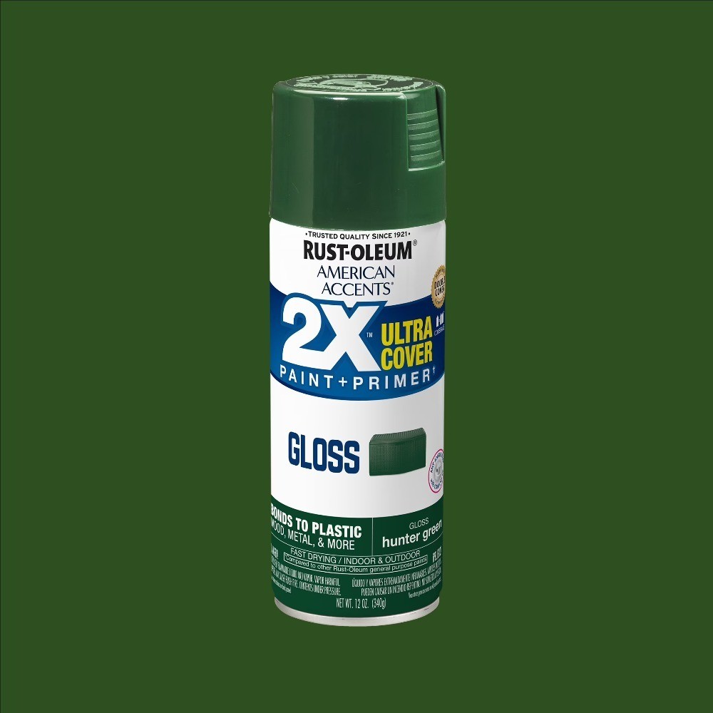 Hunter Green, American Accents 2X Ultra Cover Gloss Spray Paint-327879, 12 oz