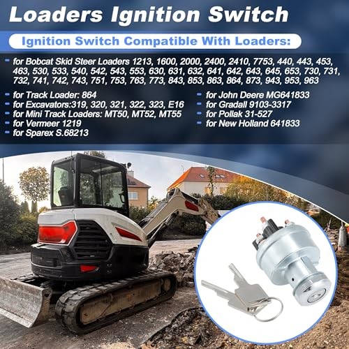 6665606 Ignition Switch with 2 Keys Compatible with Bobcat Loaders 310 313 322