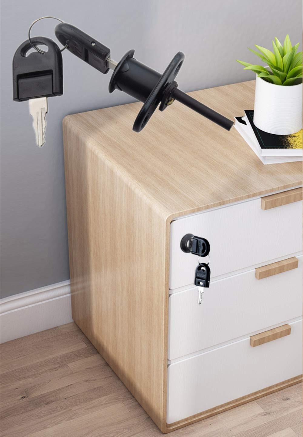 HOWDIA 2 Pcs Drawer Lock Cabinet Locks with Keys, Zinc Alloy Desk 16mm, Black