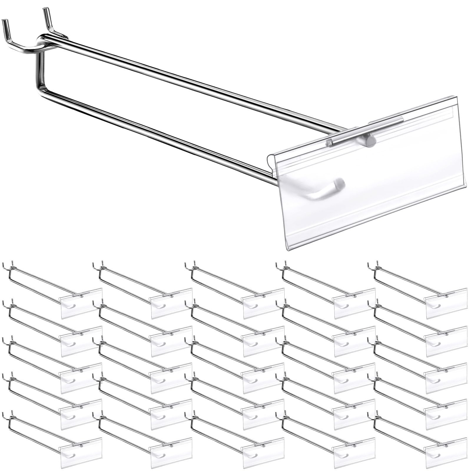 100 Pcs Metal Scan Hook with Label Holder for 1/8 to 1/4 Pegboard, Peg Board ...