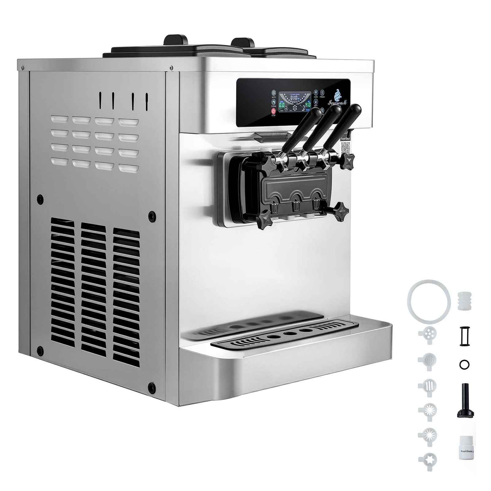 Uimoso Commercial Soft Serve Ice Cream Maker 2200W with 3 Flavors
