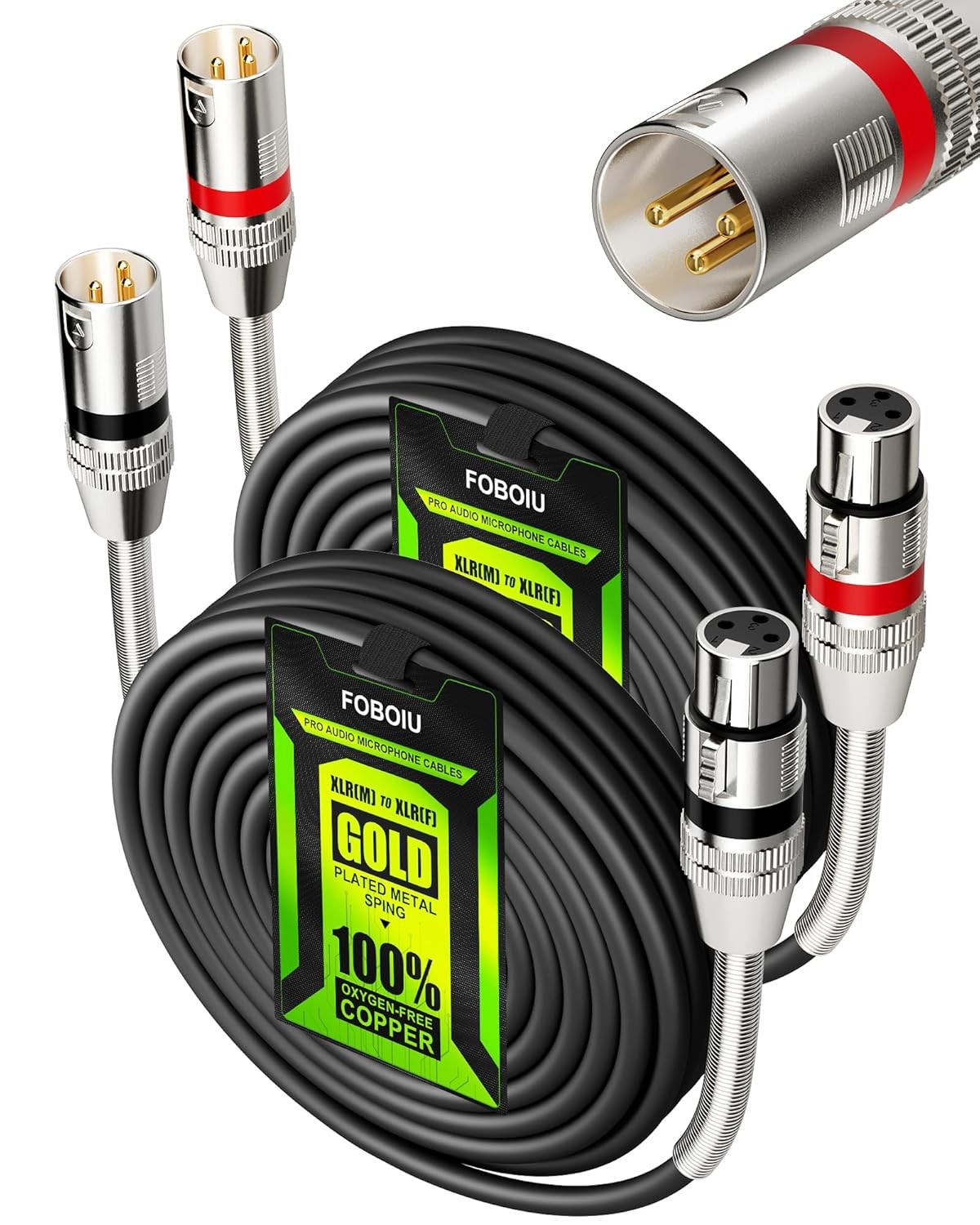 XLR Cables 25ft 2 Pack,XLR Microphone Cable with Gold-Plated Connectors，Oxygen