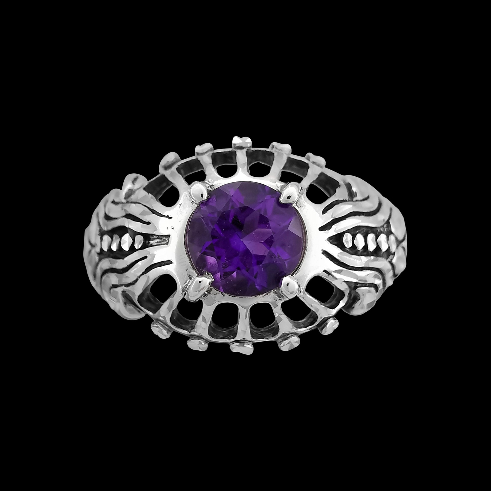 Amethyst Engagement Ring • 925 Sterling Silver • Sparkling Gemstone