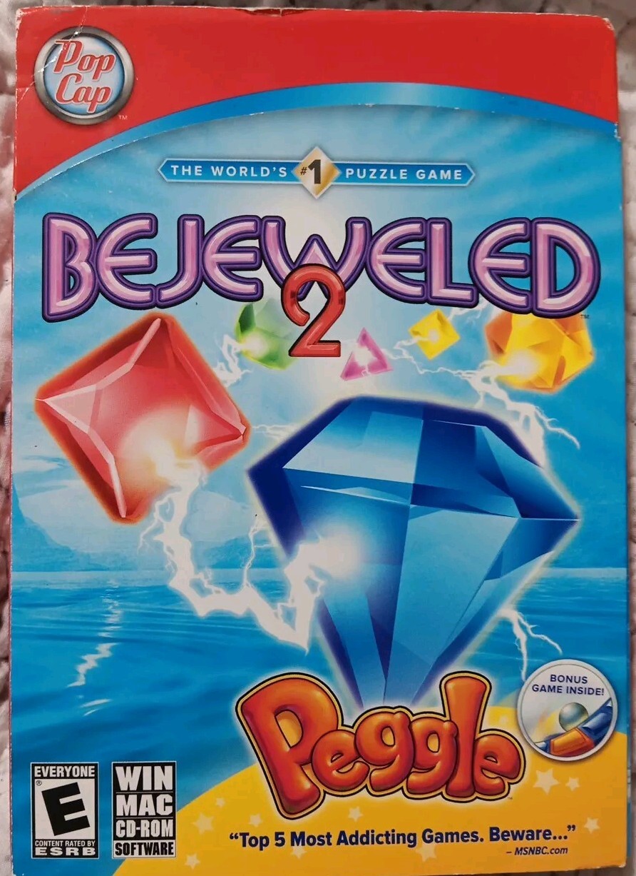 Bejeweled 2 and Peggle Pop Cap PC Game Win/Mac CD-Rom