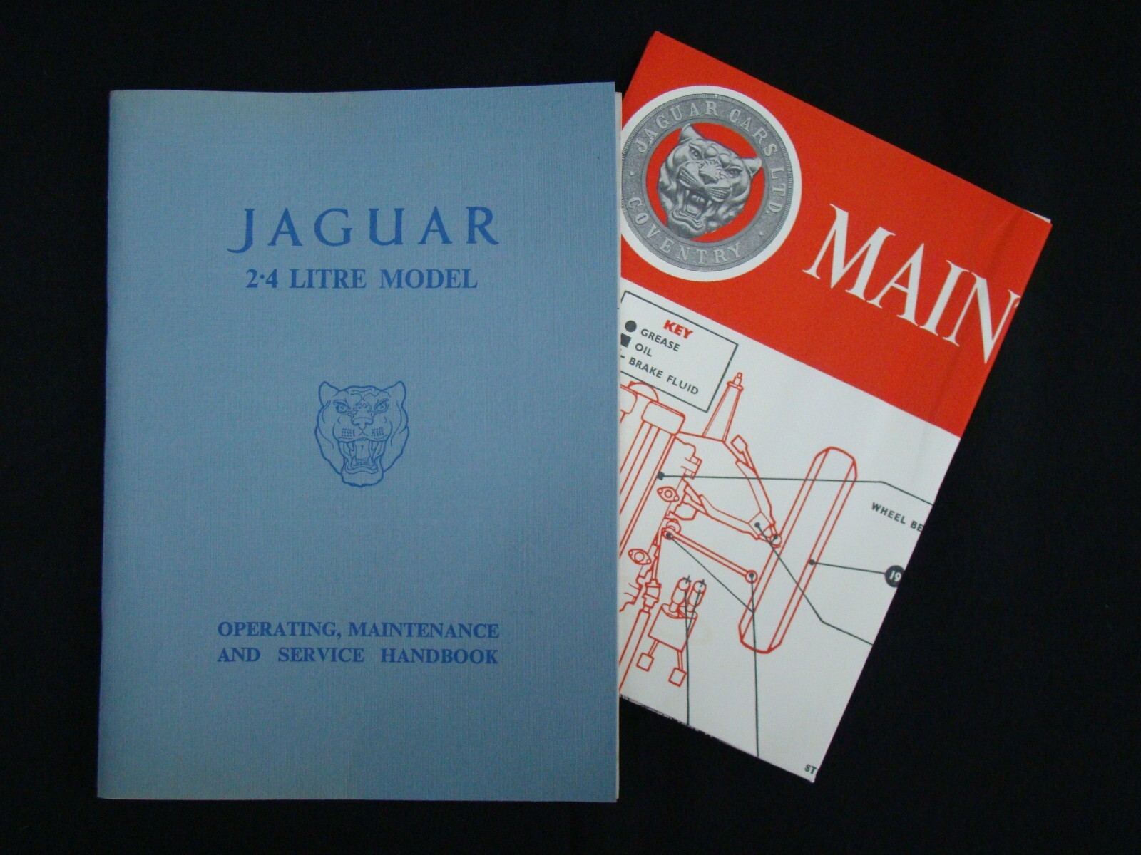 ORIGINAL JAGUAR 2.4 LITRE MODEL DRIVERS HANDBOOK & MAINTENANCE CHART - EXCELLENT