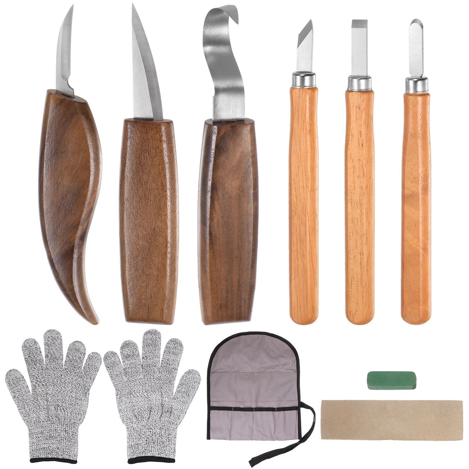 Wood Carving Knives Set Woodworking Tools Spoon Kit Whittling Carpenter Tools