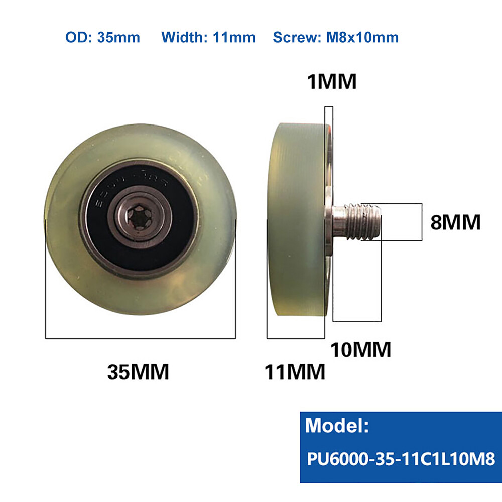M8 Male Threaded Screw Bearing Guide Wheel Flat Roller PU Polyurethane Pulley