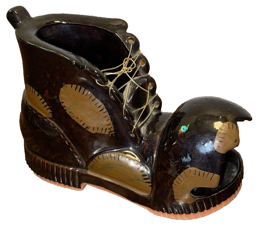 VINTAGE 7-1/2 X3-1/2" CERMIC GLAZED SHOE PLANTER~ MID CENTURY