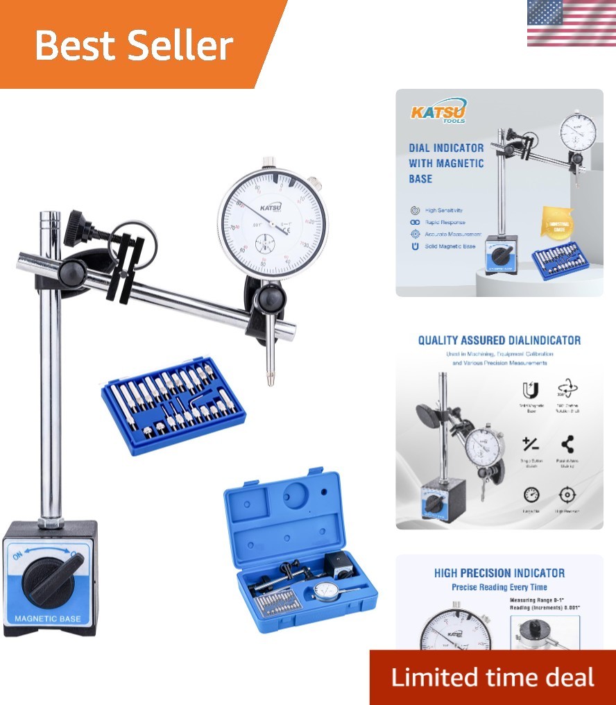 Versatile 0-1.0” Dial Indicator with Strong Magnetic Base for Engineering Use