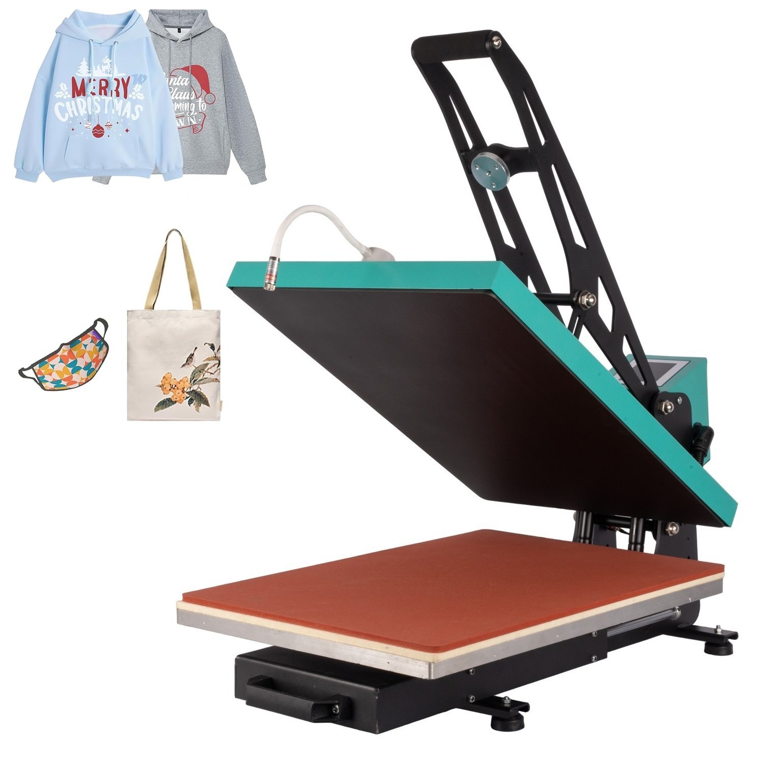 16x24 Heat Press Machine 2000W Semi-Automatic T Shirt Heat Press Slide-Out Base
