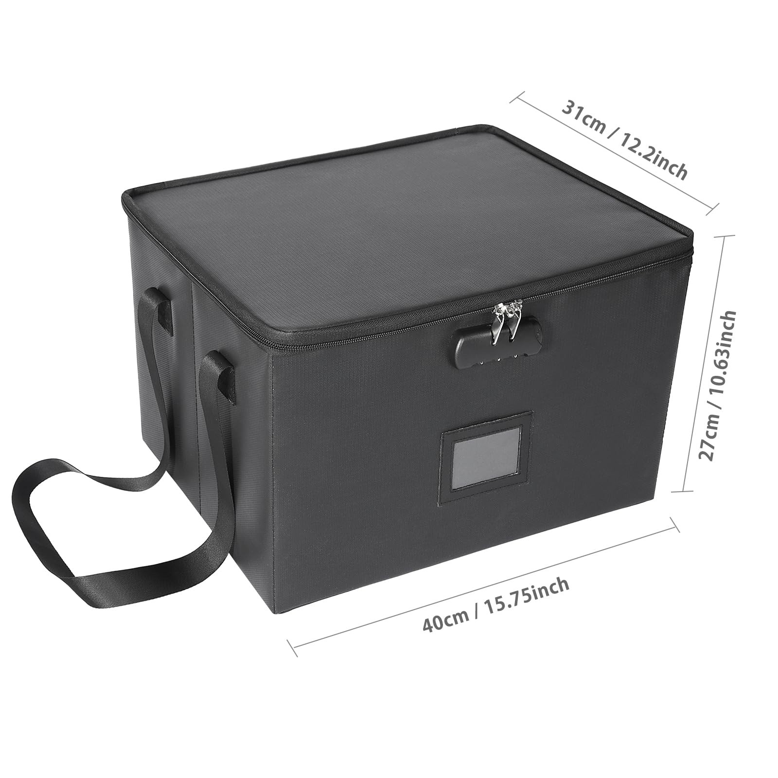 Fireproof Waterproof Document Box Lock File Organizer Lid Collapsible Storage