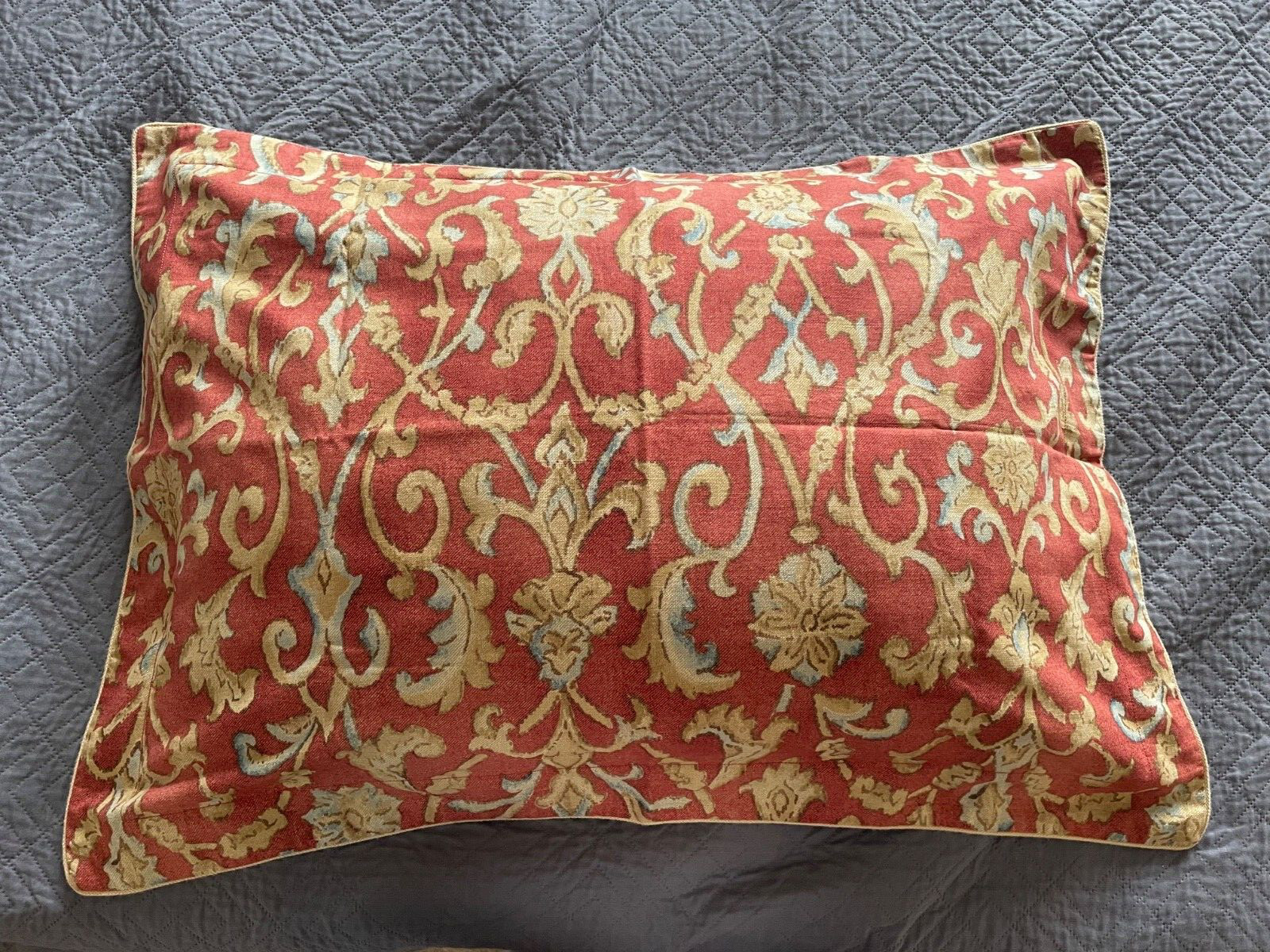 RALPH LAUREN PAIR OF 2 RED ISLA MENORCA STANDARD PILLOW SHAMS EXCELLENT COND