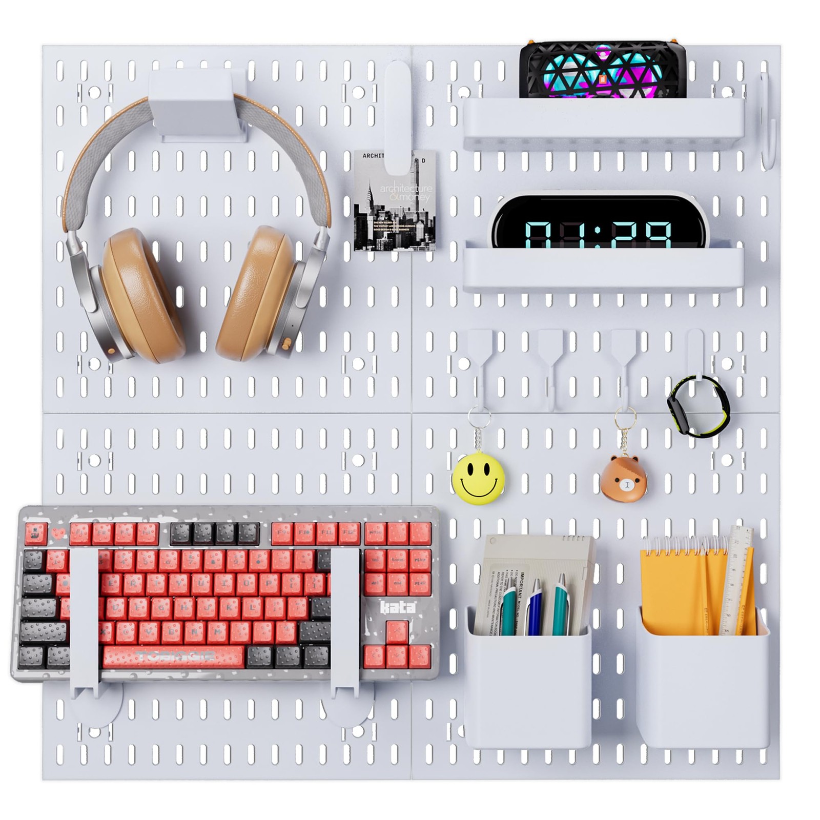 Peg Board 4 Pack PP Plastic Panels White Wall Organizer Heavy Duty Garage Tool