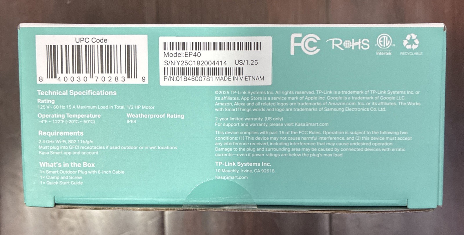 TP-Link Kasa Smart Wi-Fi Outdoor Plug (EP40)